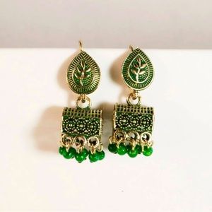 green color jhumki- traditional desi indian earrings